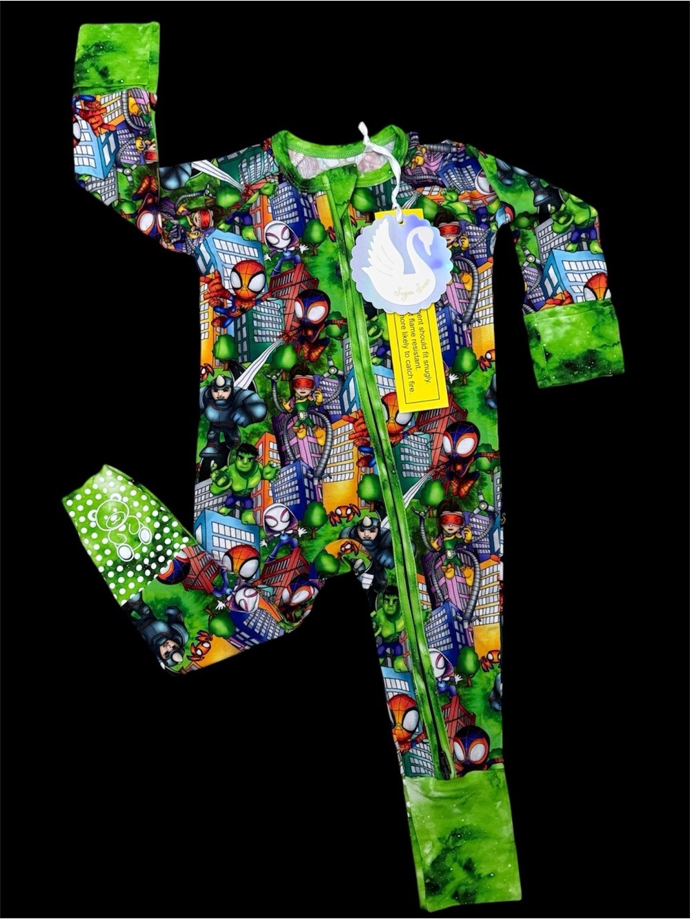 Sugar Swan 3-6m Spidey & Friends-Print One-Piece zippy